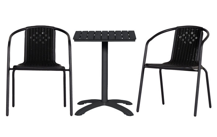 Cafébord Dover 58 x 58 cm alu/nonwood sort - Sunlife